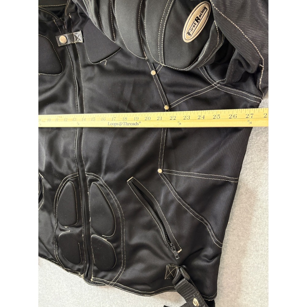 First Racing Motorcycle Jacket Black Mesh Armored Padded Riding Mens 3X Large - Picture 5 of 14